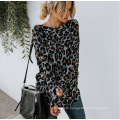 2020 new spring and autumn amazon hot selling sexy leopard print crossed backless long sleeve shirt casual top